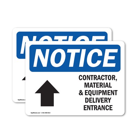 Signmission Contractor Material And Equipment Sign With Symbol, 10 in W x Rectangle, Vinyl Decal OS-2PACK-NS-D-710-L-10820